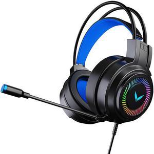 NewStyp Gaming Headsets Gamer Headphones Surround Sound Stereo Wired Earphones USB Microphone Colourful Light PC Laptop Game Headset