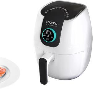 Air Fryer 12 Cooking Functions Digital Adjustable Temperature Control Wheel 90 Minute Timer 3.4 QT Eco Ceramic Dishwasher Safe Basket 1500W Power and Dehydrator Function, Momo EasyFry (White Truffle)