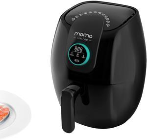 Air Fryer 12 Cooking Functions Digital Adjustable Temperature Control Wheel 90 Minute Timer 3.4 QT Eco Ceramic Dishwasher Safe Basket 1500W Power and Dehydrator Function, Momo EasyFry (Black Caviar)