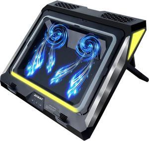 Gaming Laptop Cooling Pad, 4500RPM Laptop Cooler Pad, More Powerful Turbo-Fan Cooling Pads for 14-17.3 inch Laptop,w/2 USB Ports, Colorful Lights, Adjustable Height, Temperature Drops by 20-30 Degrees