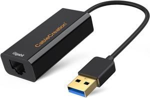 USB 3.0 Network Adapter, High Performance Gold Plated USB to RJ45 Gigabit Ethernet Adapter Supporting 10/100/1000 Mbps Ethernet, No Driver Required, Black