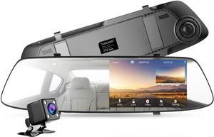 1080P Mirror Dash Cam for Cars with Waterproof Backup Camera 4.3 inch IPS Full Touch Screen Rear View Mirror Camera, Parking Monitor, Loop Recording