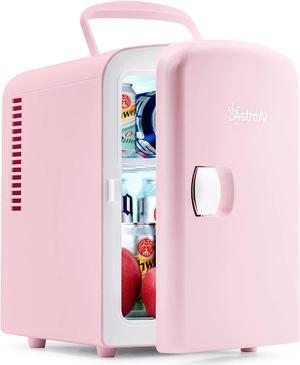 Mini Fridge, 4 Liter/6 Can AC/DC Portable Thermoelectric Cooler and Warmer Refrigerators for Skincare, Beverage, Food, Cosmetics, Home, Office and Car, ETL Listed (Pink)