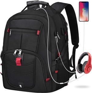 Laptop Backpack 18.4 Inch Waterproof Extra Large TSA Travel Backpack Anti Theft College School Business Mens Backpacks with USB Charging Port 17.3 Gaming Computer Backpack for Women Men Black