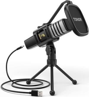 USB Microphone, Condenser Computer PC Mic with Tripod Stand, Pop Filter, Shock Mount for Gaming, Streaming, Podcasting, YouTube, Voice Over, Skype, Twitch, Compatible with Laptop Desktop