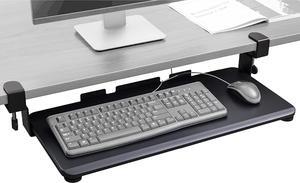 Keyboard Tray Under Desk  27" Clamp On Keyboard Drawer Computer Stand  Ergonomic Mouse & Keyboard Sliding Tray Computer Desk Extender