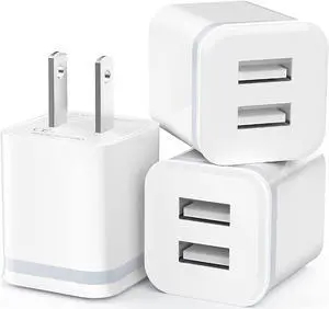 USB Wall Charger, 3-Pack 2.1A/5V Dual Port USB Cube Power Adapter Charger Plug Charging Block Replacement for Phone Xs/XR/X, 8/7/6 Plus, Samsung, LG, HTC, Moto, Android Phones USB Wall Charger, 3-Pack 2.1A/5V Dual Port USB Cube Power Adapter Charger Plug Charging Block Replacement for Phone Xs/XR/X, 8/7/6 Plus, Samsung, LG, HTC, Moto, Android Phones