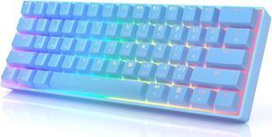 GK61 Mechanical Gaming Keyboard - 61 Keys Multi Color RGB Illuminated LED Backlit Wired Programmable for PC/Mac Gamer (Gateron Optical Black, Blue)