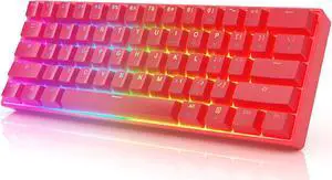GK61 Mechanical Gaming Keyboard 60 Percent | 61 RGB Rainbow LED Backlit Programmable Keys | USB Wired | for Mac and Windows PC | Hotswap Gateron Optical Black Switches | Red
