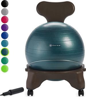Classic Balance Ball Chair  Exercise Stability Yoga Ball Premium Ergonomic Chair for Home and Office Desk with Air Pump, Exercise Guide and Satisfaction Guarantee