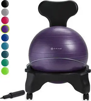 Classic Balance Ball Chair  Exercise Stability Yoga Ball Premium Ergonomic Chair for Home and Office Desk with Air Pump, Exercise Guide and Satisfaction Guarantee