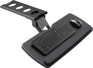 Keyboard Tray Under Desk, 360 Adjustable Ergonomic Sliding Keyboard & Mouse Tray, 25" W x 9.8" D, Black