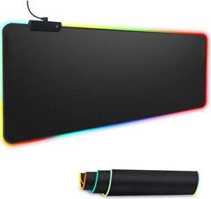 RGB Gaming Mouse Pad, Soft Oversized Glowing Extended LED Mousepad, Touch Control, Anti-Slip Rubber Base Computer Keyboard Mouse Mat, 31.5 x 11.8 Inch