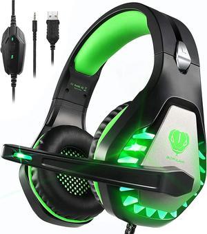 VersionTECH. G2000 Gaming Headset for PS5 PS4 Xbox One Controller,Bass  Surround Noise Cancelling Mic, Over Ear Headphones with LED Lights for Mac