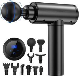 Massage Gun Deep Tissue, Muscle Percussion Back Neck Head Handheld Hammer Massager for Athletes, 30 Speed Level, LED Touch Screen, Long Battery Life with 10 Heads
