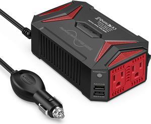 300Watt Pure Sine Wave Power Inverter Car Adapter DC 12V to AC 110V with 4.2A Dual Smart USB Ports