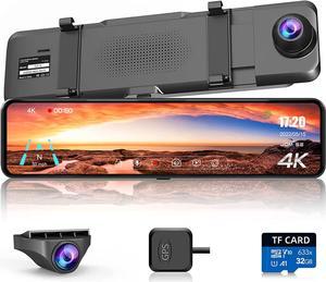4K Dual Dash Cam Front 4K and Rear 2K Car Dash Camera for Cars 64GB Card  Included GILAYGROW 3 IPS Dashboard Camera Recorder with Card Reader, Super