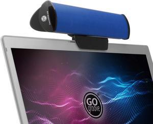 GOgroove SonaVERSE USB Speakers for Laptop Computer - USB Powered Mini Sound Bar with Clip-On Portable External Speaker Design for Monitor, One Cable for Digital Audio Input and Power (Blue)