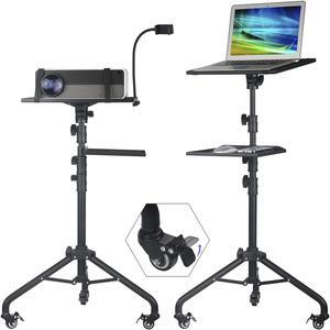 Projector Stand Tripod on Wheels,Projector Tripod Stand Adjustable Height 29 to 52 Inch,with Removable Mouse Tray and Phone Holder,Portable Laptop Tripod Stand