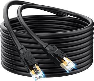 Outdoor Ethernet Cable 250 ft Cat 8 Ethernet Cable Shielded Heavy Duty 26AWG Lastest 40Gbps 2000Mhz SFTP Patch Cord High Speed Cat8 LAN Network RJ45 Cable -in Wall -Outdoor- Weatherproof