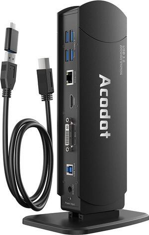 USB 3.0 Universal Docking Station, 13 in 1 Laptop Docking Station Dual Monitor for Windows and Mac, USB C Docking Station with HDMI, VGA, DVI, 6X USB 3.0, Gigabit Ethernet, Audio