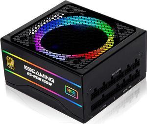 ESGAMING Power Supply 750 Watt, 80+ Gold Certified, Fully Modular RGB Power Supply, ATX 12V Active PFC Power Supply