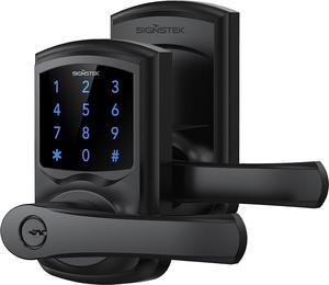 Signstek Keyless Entry Door Lock,Digital Smartcode Lock for Front Door,Keypad with Handle and Security Key,Touchscreen,Easy Installation, Matte Black