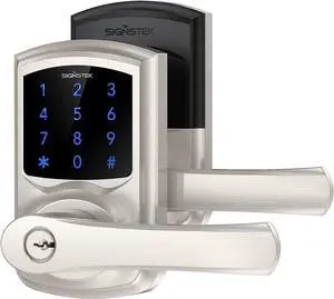 Signstek Keyless Entry Door Lock,Digital Smartcode Lock for Front Door,Keypad with Handle and Security Key,Touchscreen,Easy Installation,  Satin Nickel