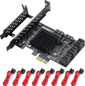 PCIe SATA Card 8 Port with 8 SATA Cables and Low Profile Bracket, 6Gbps SATA 3.0 PCIe Card,Support 8-Port SATA PCI-E 3.0 GEN3 Devices
