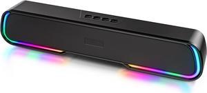 Computer Speaker Sound Bar - Wired & Wireless Bluetooth 5.0 Surround Bass Audio, Black Smart Home Speakers with AUX TFcard Connection - Best Theater Loud Speaker for PC TV Desktop & Room