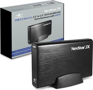 Vantec NexStar JX, USB 3.2 Gen1x1, 3.5" or 2.5 SATA III HDD/SSD Drive Green Enclosure with eSATA (NST-358SU3-BK), Black