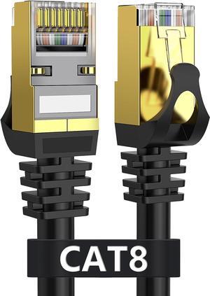 Cat 8 Ethernet Cable 10 ft Shielded, Indoor&Outdoor, Heavy Duty High Speed Direct Burial 26AWG Cat8 Network Wire, 40Gbps 2000Mhz SFTP Patch Cord, In Wall&Weatherproof RJ45 Cable for Router/Modem/Xbox