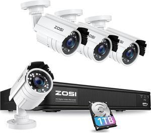 ZOSI H.265+ Full 1080p Home Security Camera System Outdoor Indoor, 5MP-Lite CCTV DVR 8 Channel with Hard Drive 1TB and 4 x 1080p Weatherproof Surveillance Camera with 80ft Night Vision, Motion Alerts ZOSI H.265+ Full 1080p Home Security Camera System Outdoor Indoor, 5MP-Lite CCTV DVR 8 Channel with Hard Drive 1TB and 4 x 1080p Weatherproof Surveillance Camera with 80ft Night Vision, Motion Alerts