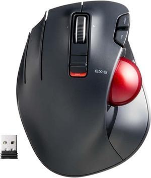 EXG LeftHanded Trackball Mouse 24GHz Wireless Thumb Control 6Button Function Ergonomic Design Optical Gaming Sensor Smooth Red Ball Windows11 macOS MXT4DRBKG