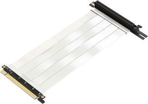 LINKUP - Ultra PCIe 4.0 X16 Riser Cable [RTX4090 RX6950XT x570 B550 Z690 Tested] Shielded Extreme High-Speed Vertical Mount Gaming PCI Express Gen4Left Angle Socket (28cm) 3.0 Gen3 CompatibleWhite