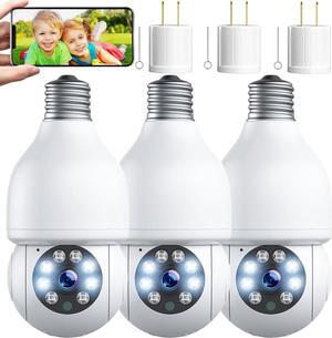 3 Pack 1080P Lightbulb Security Cameras Wireless Outdoor, Light Socket Security Cameras Indoor, Lightbulb Camera WiFi Outdoor with Color Night Vision, Auto Motion Tracking, App Remote, 2-Way Talk 3 Pack 1080P Lightbulb Security Cameras Wireless Outdoor, Light Socket Security Cameras Indoor, Lightbulb Camera WiFi Outdoor with Color Night Vision, Auto Motion Tracking, App Remote, 2-Way Talk