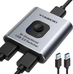 USB Switch 3.0 KVM Switch,Bi-Directional USB Switch Selector 2 in 1 Out/1 in 2 Out, Viagkiki USB Switcher 2 Computers Share 1 USB Devices for PCs Mouse Keyboard Printer Scanner (with 2 USB 3.0 Cables) USB Switch 3.0 KVM Switch,Bi-Directional USB Switch Selector 2 in 1 Out/1 in 2 Out, Viagkiki USB Switcher 2 Computers Share 1 USB Devices for PCs Mouse Keyboard Printer Scanner (with 2 USB 3.0 Cables)
