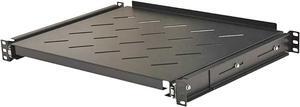 Sliding Rack Vented Server Shelf 1U 19 Inch 4 Post Rack Mount 13.75 Inches (350mm) Deep Set of 2 Black