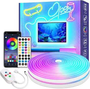 Led neon Rope Lights 32.8Ft Music Sync IP65 Waterproof Flexible Led Rope Lights 40Key Remote/APP Control,Outdoor RGB Neon Lights, Led Neon Strip Lights for Bedroom Indoor.