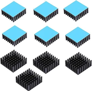 10 heat sinks with heat sink adhesive sheet Cooling aluminum heat sink for thermal runaway measures Audio fan heat sink Aluminum heat sink CPU Circuit board Applicable to LED amplifier 25X25X10MM