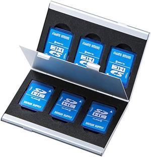 Sanwa Supply FC-MMC5SDN2 Memory Card Case SD Card Case Holds Up to 6 Cards Aluminum Double Sided Storage