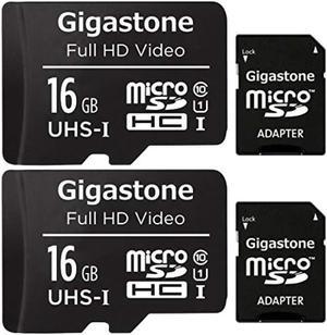 Gigastone Micro SD Card 16GB Set of 2 Micro SD Card with SD Adapter With Mini Storage Case SDHC U3 C10 85MB / S High Speed micro sd Card Class 10 UHS-I Full HD Video