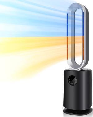 35-inch Space Heater Bladeless Tower Fan;   Heater &  Cooling Air Purifier;   with Remote Control;   Air Circulator Fan for Home Air Conditioner;   black