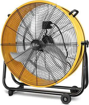 Simple Deluxe 3 Speed Circulation for Industrial; Commercial; Residential; and Shop Use 24 Inch High Velocity Air Movement Heavy Duty Metal Drum Fan; Yellow