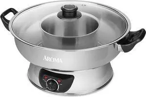 Aroma Stainless Steel Hot Pot, Silver (ASP-600), 5 quart