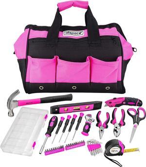 ALLSPACE Pink Tool Bag with 43 Piece Pink Tools, Tool Set for Women, Screwdrivers, Hammer, Ladies Hand Tools, Craft and DIY - 240214