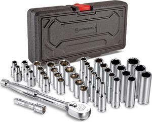 Alltrade 642450 1/4" Dr Mechanics Socket Set, 38 Piece