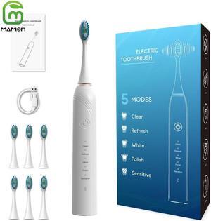 MAMONCARE Electric Toothbrushes for Adults, 6 Brush Heads Electric Toothbrush with 43000 VPM Deep Clean 5 Modes, Rechargeable Toothbrushes Fast Charge 4 Hours Last 90 Days