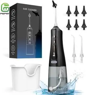 MAMONCARE Ear Wax Removal Tool, Water Powered Ear Cleaner with 9 Pressure Settings, 6 Reusable 3 & 5 Hole Tips, Ear Cleaning Kit Safe and Effective to Clean Build-up Earwax