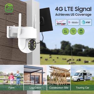MAMONCARE 4G LTE Cellular Security Camera Outdoor Wireless Cameras 355°PTZ 2K/4MP Color Night Vision, 2 Way Talk, PIR Motion Detection, Spotlight, Cloud/SD Storage